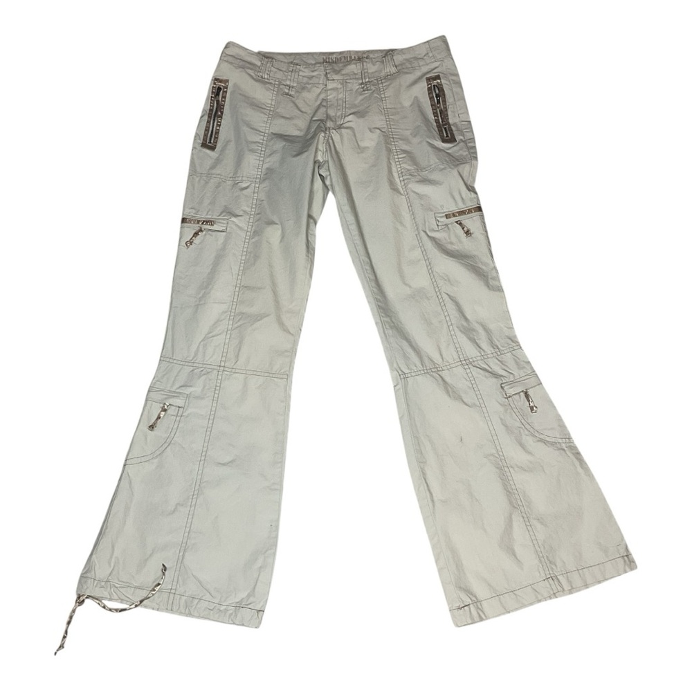 Wide-Leg Utility Cargo Pants in Light Gray